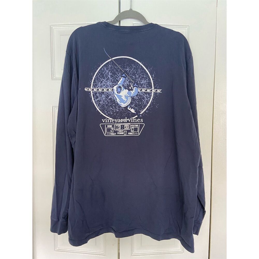 Vineyard Vines Men's 2XL Blue Long Sleeve Graphic Tee Nautical Outdoor